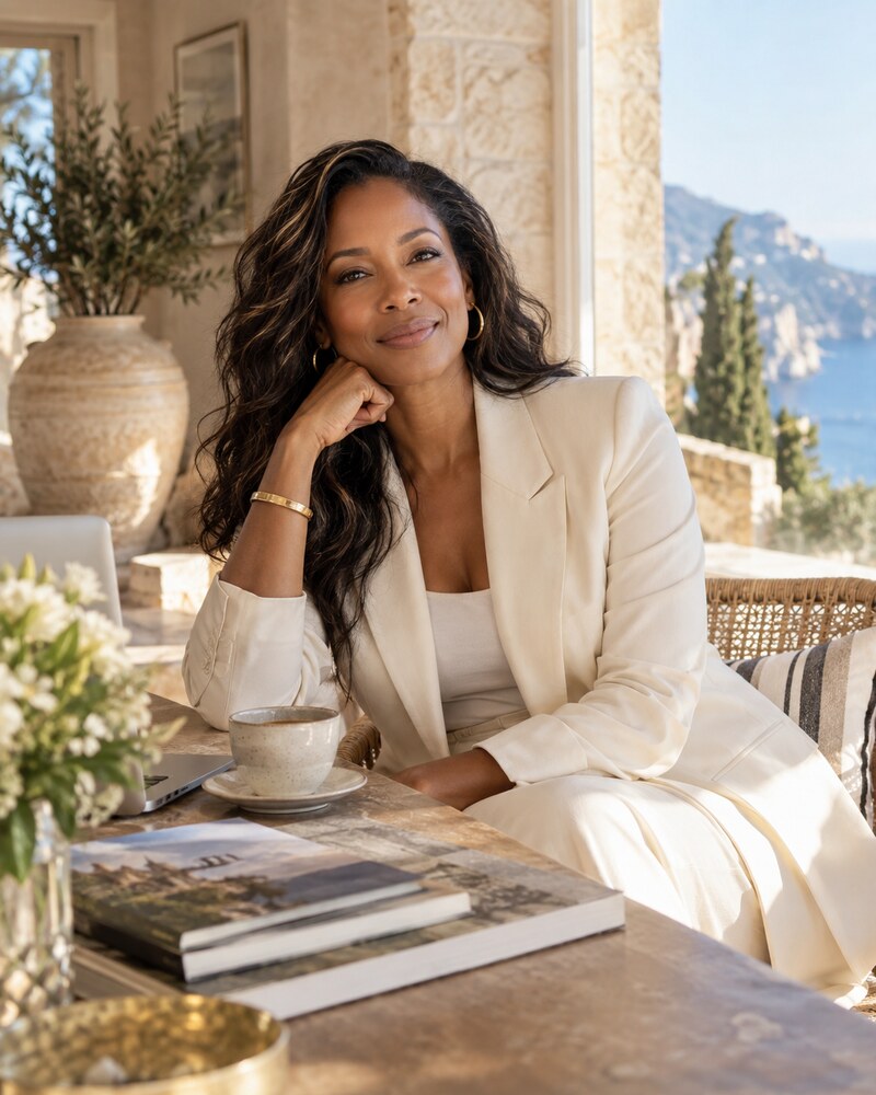 Illustrative luxury travel advisor portrait